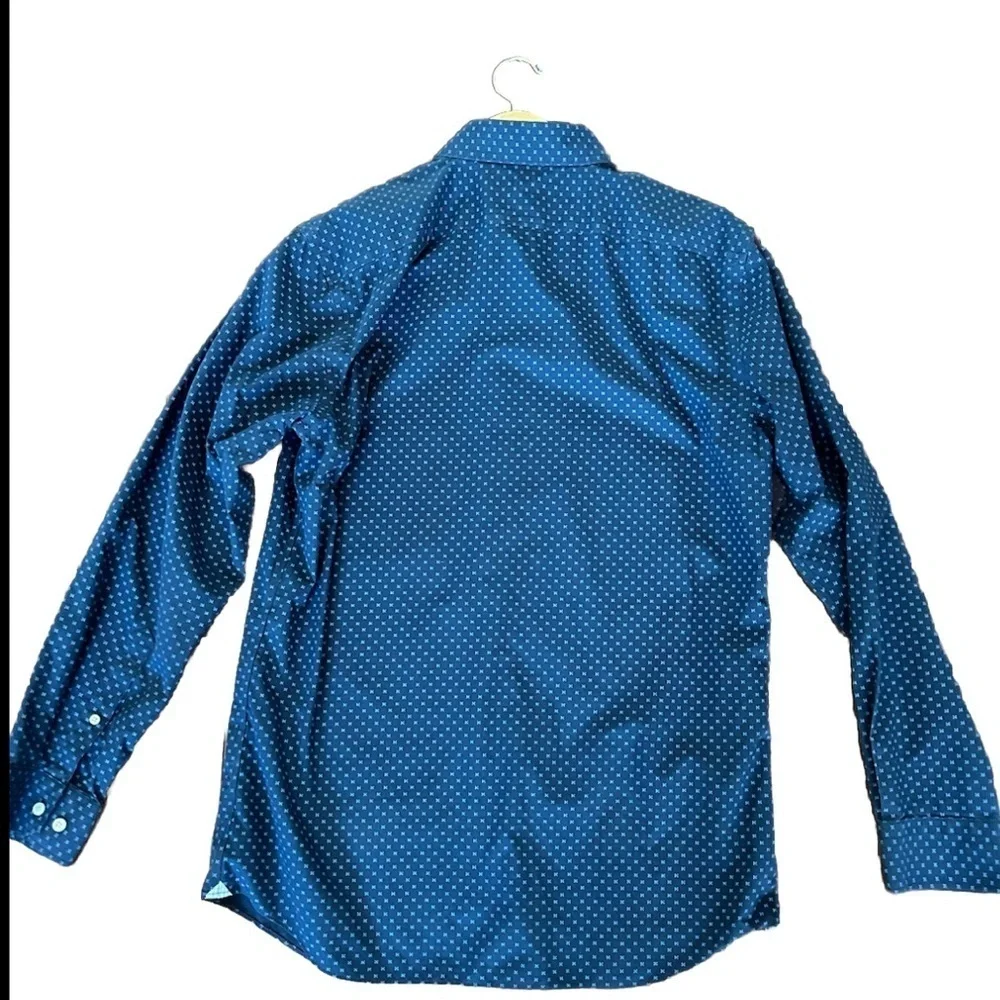 Banana Republic Men Button Down Shirt Blue Polka Dot non iron Size Large Perfect